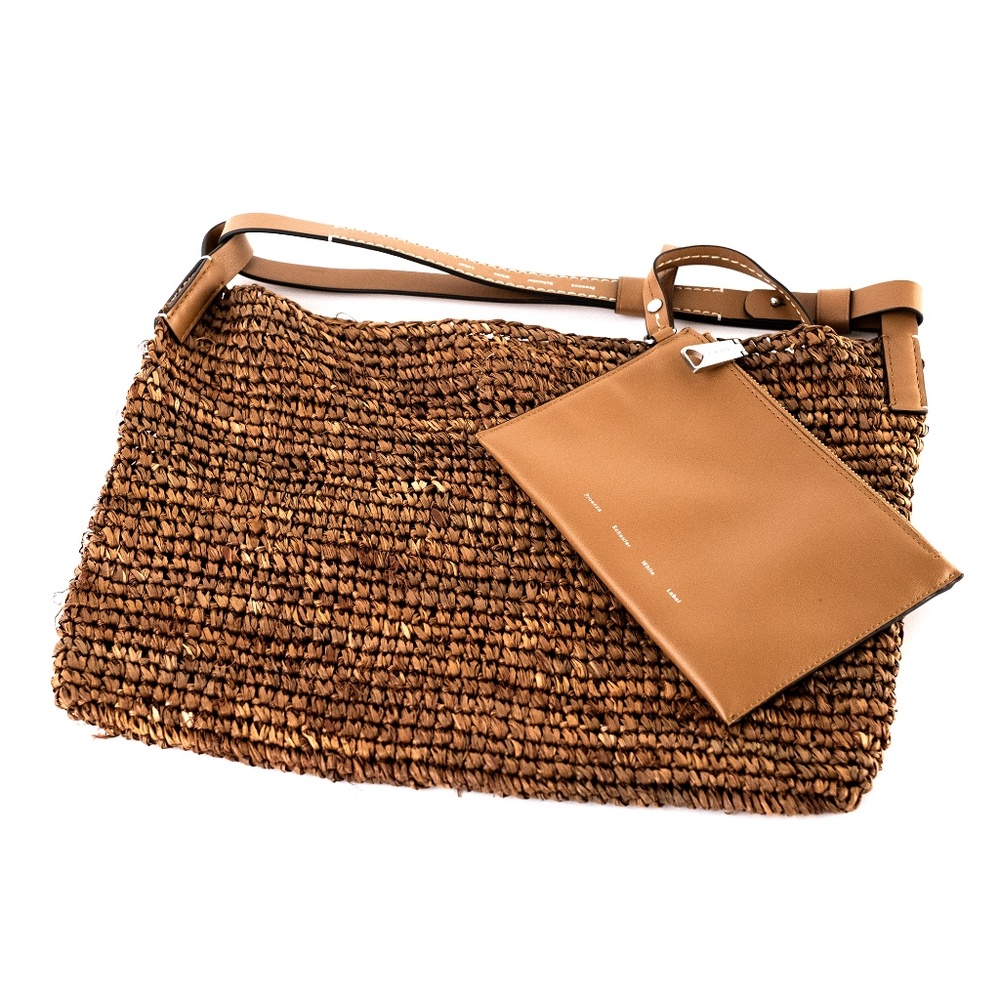 Proenza Schouler White Label Minetta Brown Raffia Shoulder Bag with Pouch - Picture 6 of 15
